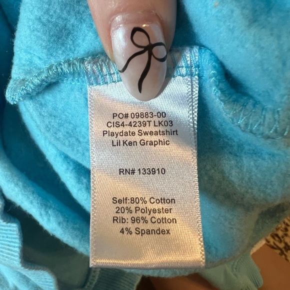 Show me your Mumu x Barbie Ken logo fleece crewneck sweatshirt 3T EUC blue - Picture 4 of 4